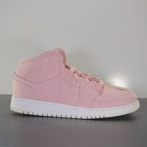 Air Jordan 1 Retro Mid Pink White Women's Sneakers 004620 Size 5.5youth/7womens